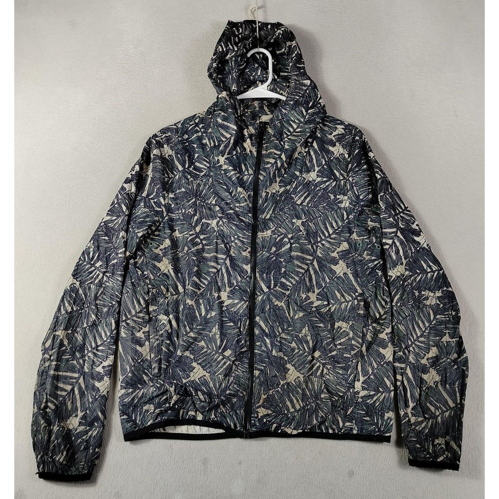 Gap Outdoor Edition Jacket Mens Small Blue Floral Hooded Windbreaker Lightweight